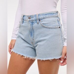 A&F High Rise Cutoff Shorts Light Blue Wash Size 33